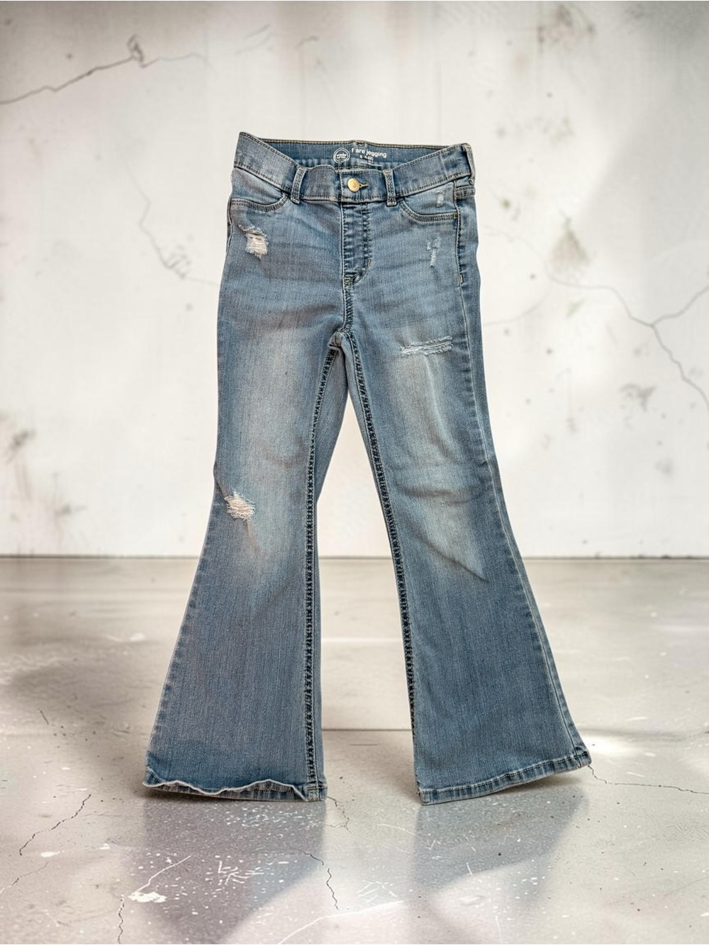 wonder nation faded blue distressed flare jeans